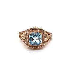 Blue Stone Lady's Stone Ring 10K Rose Gold 4.2g Size:7